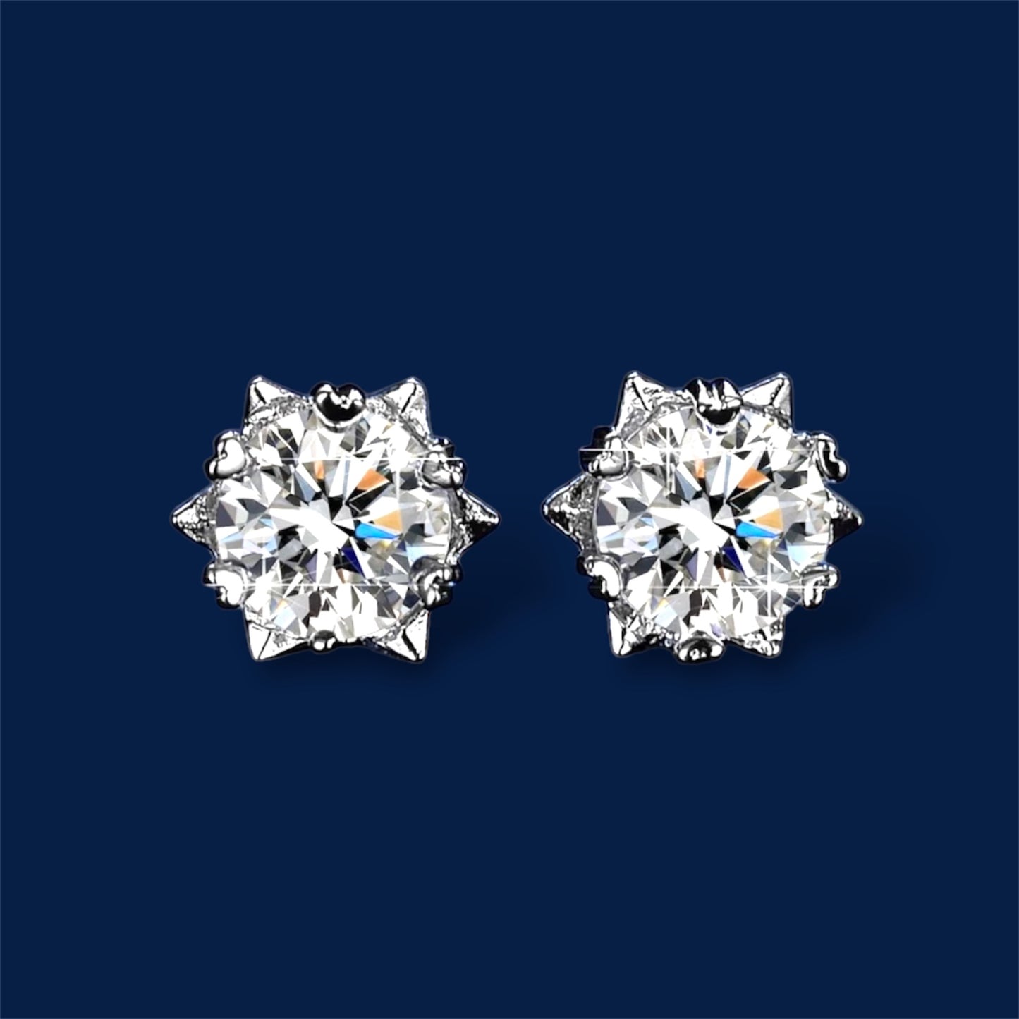 Silver Floral Zircon Stud Earrings