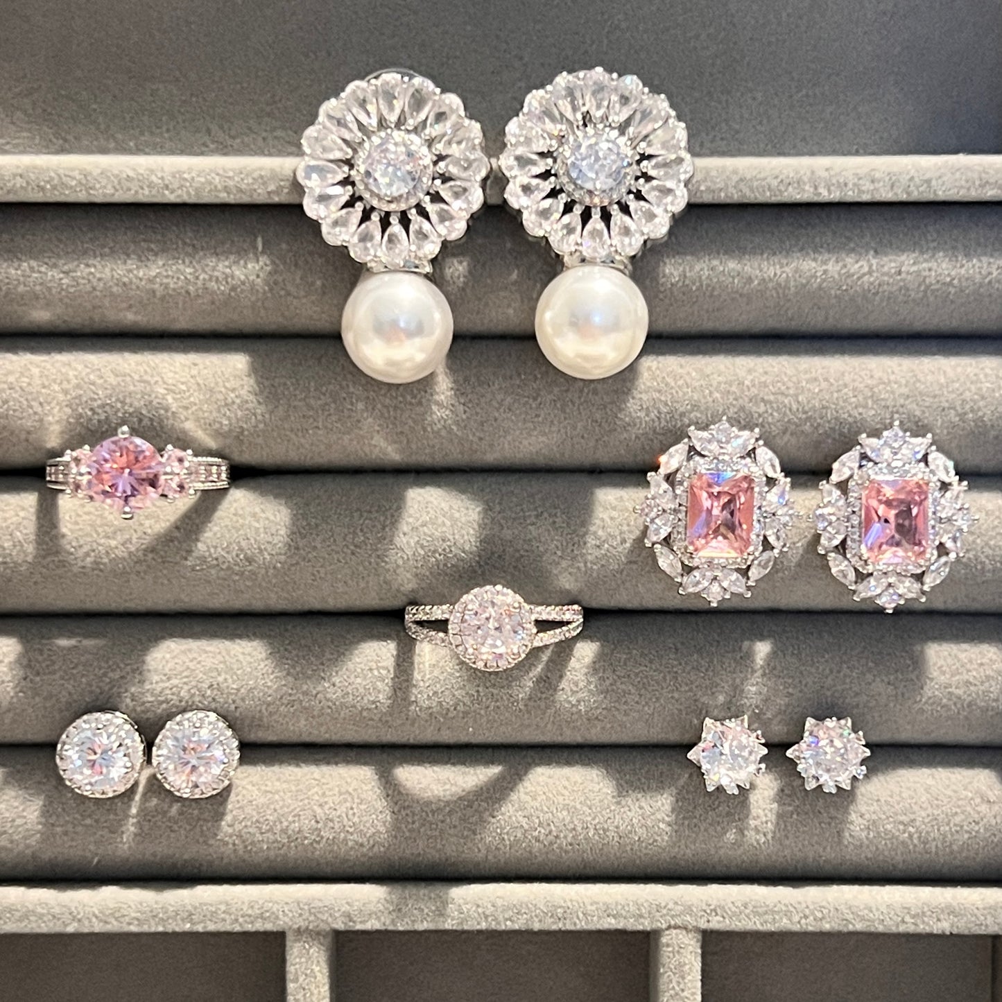 Elegant Silver Round Step Zircon Tops