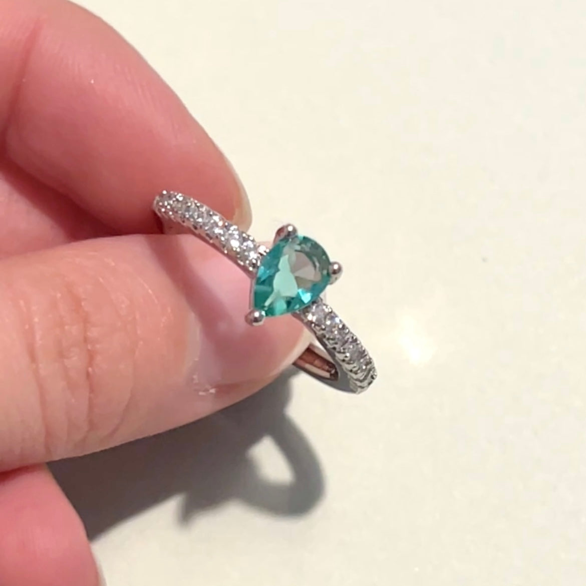 Green Stone Teardrop ring