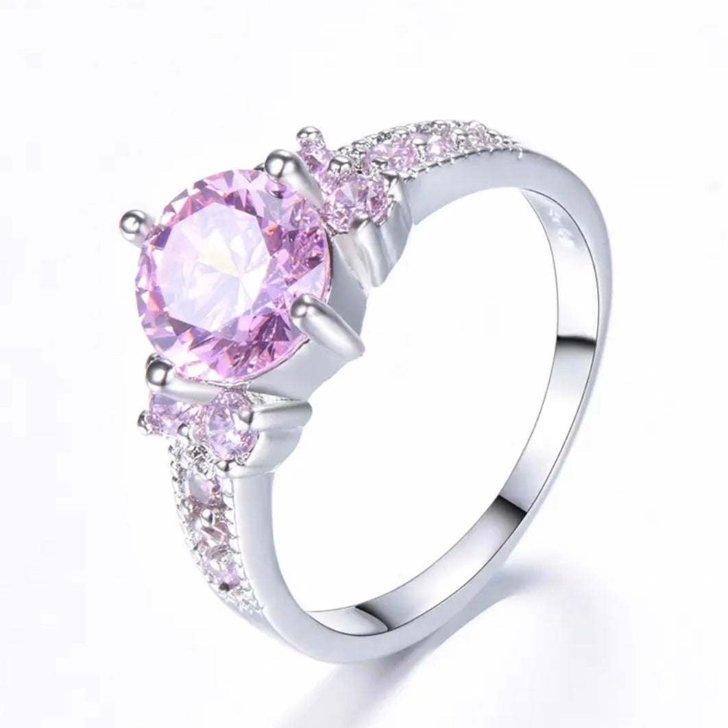 Pink Stone Solitaire Ring