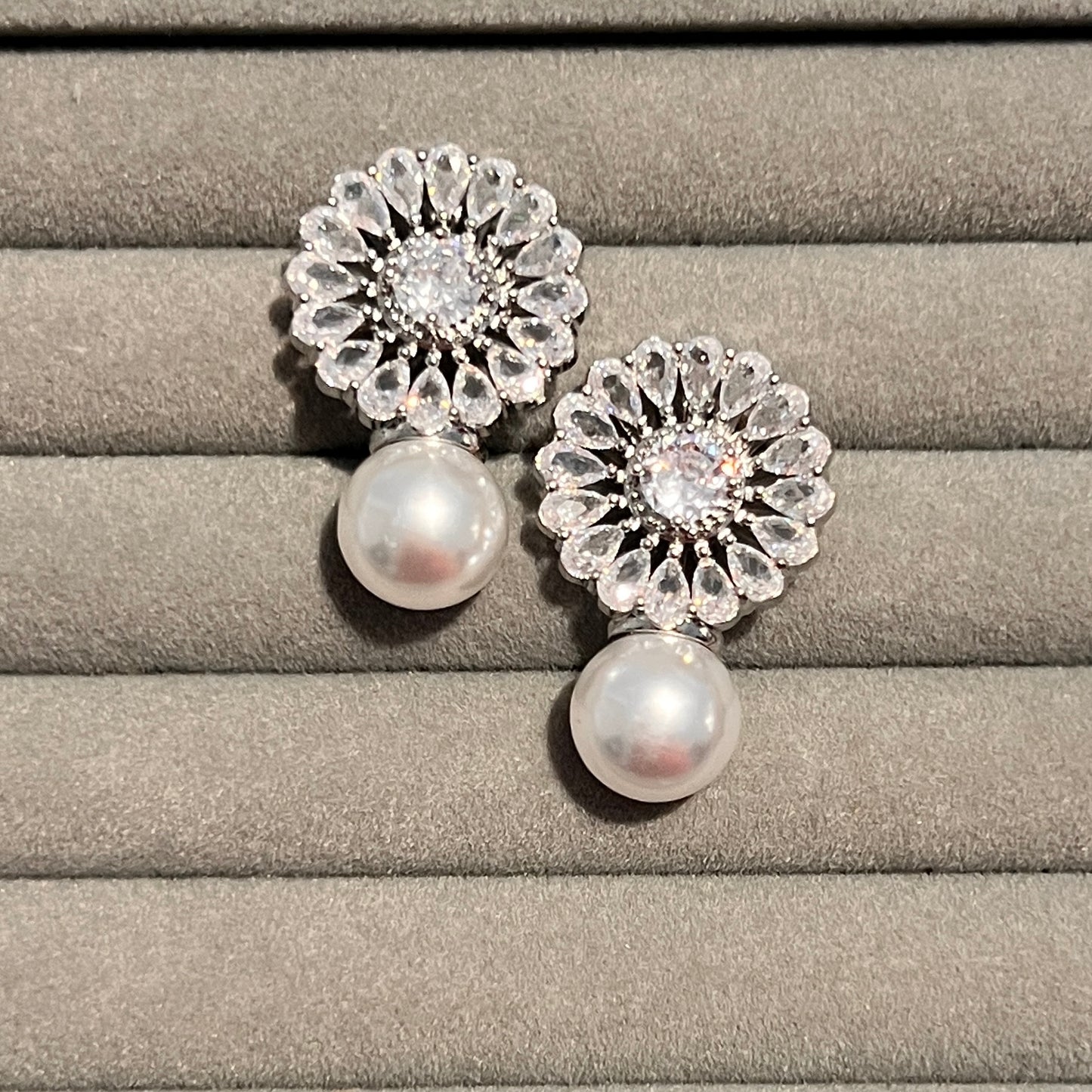 Zircons and Pearl Drop Earrings