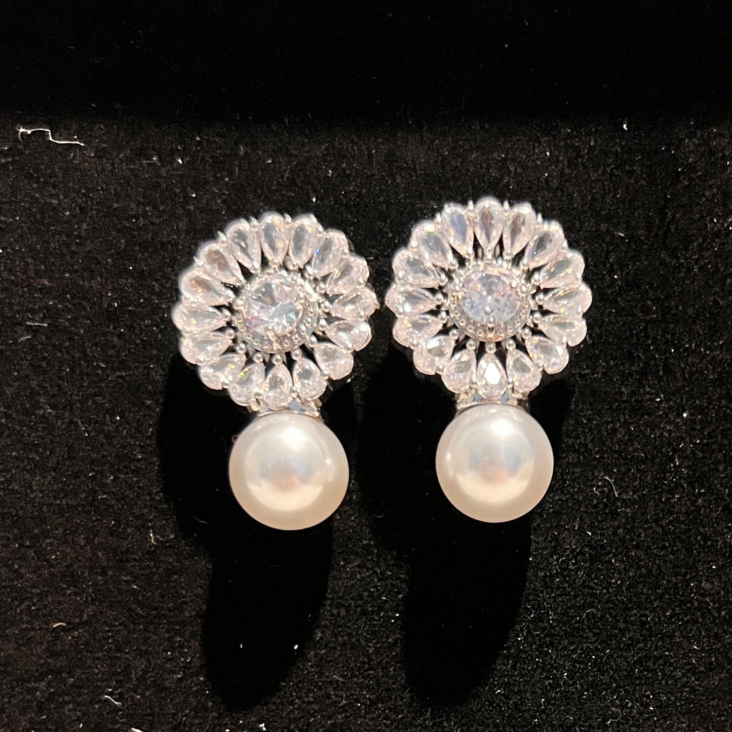 Zircons and Pearl Drop Earrings