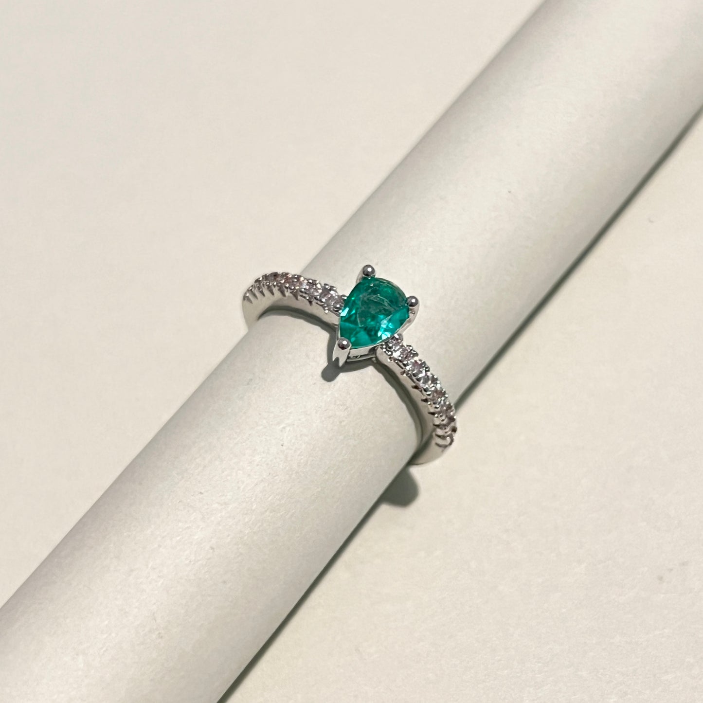 Green Stone Teardrop ring
