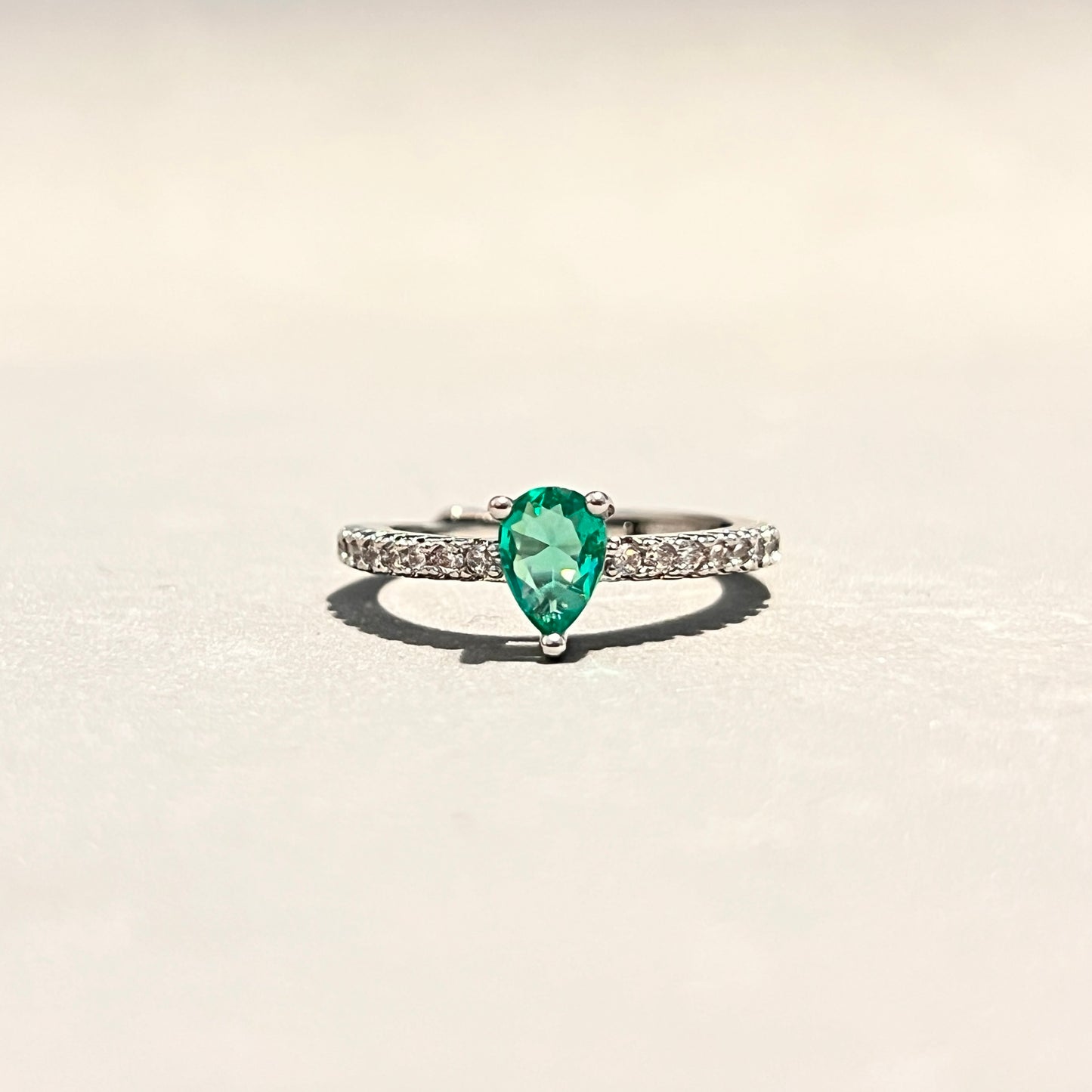 Green Stone Teardrop ring