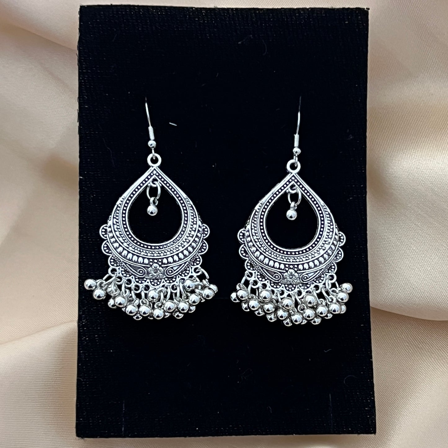 Afsana - Antique Silver Oxidized Jhumkas