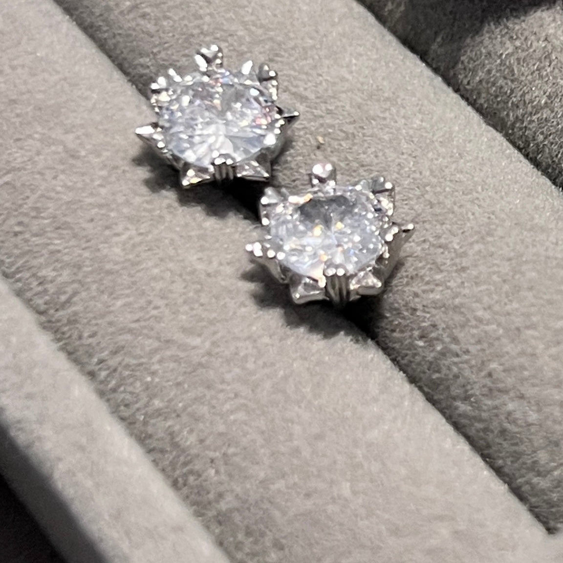 Silver Floral Zircon Stud Earrings