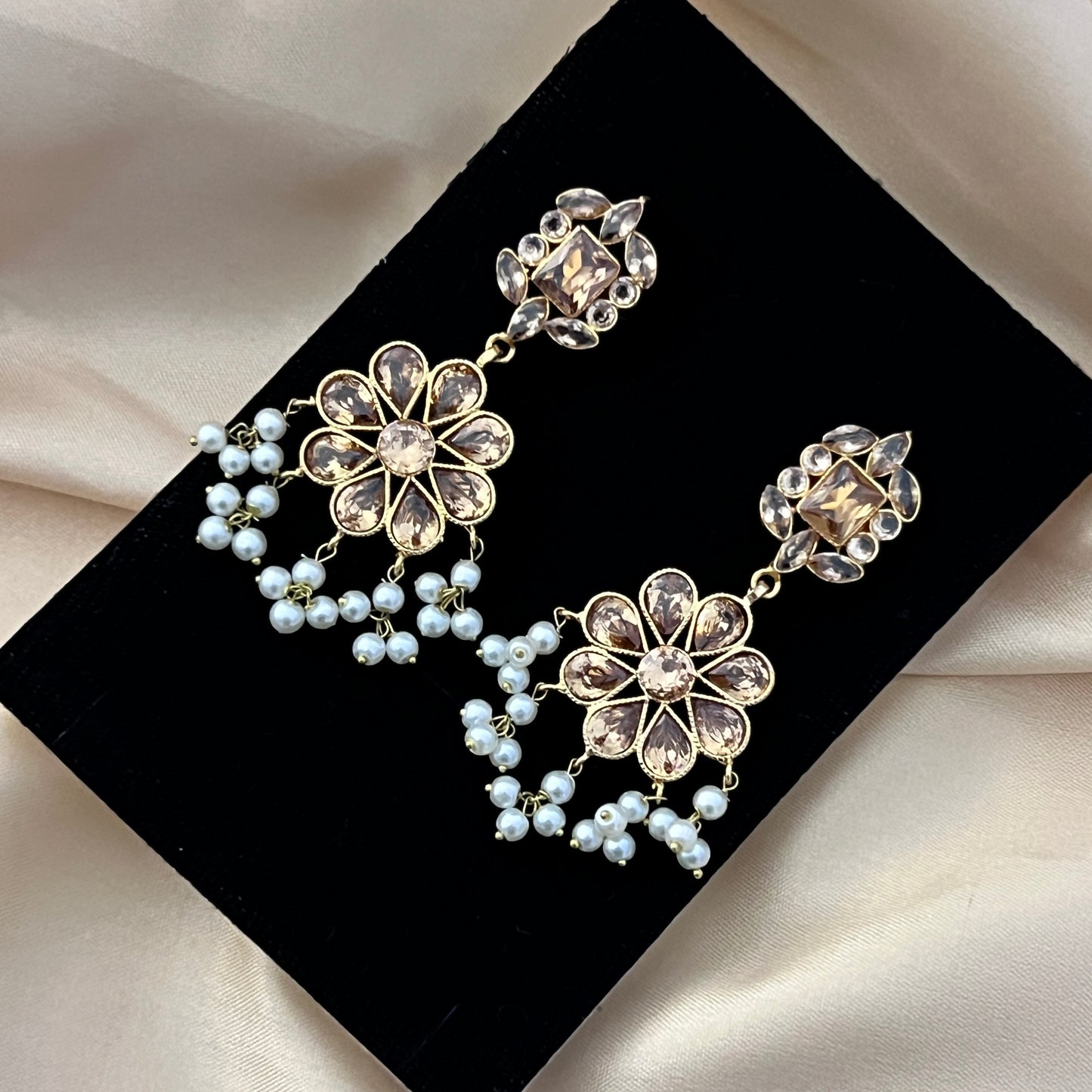 Parizad - Champaign Drop with Pearls Jhumka