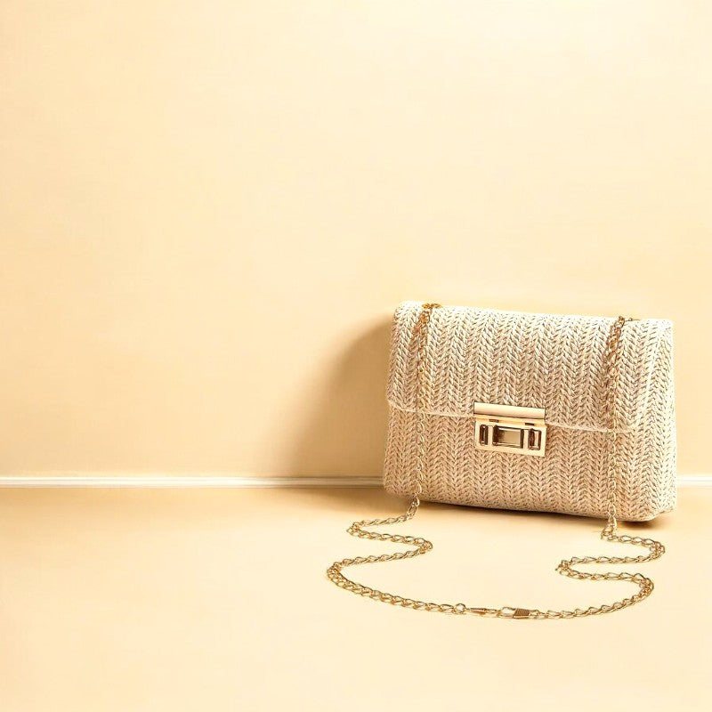 Sage - Woven Beige Shoulder Bag
