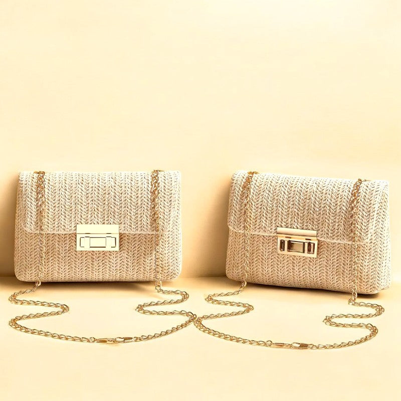 Sage - Woven Beige Shoulder Bag