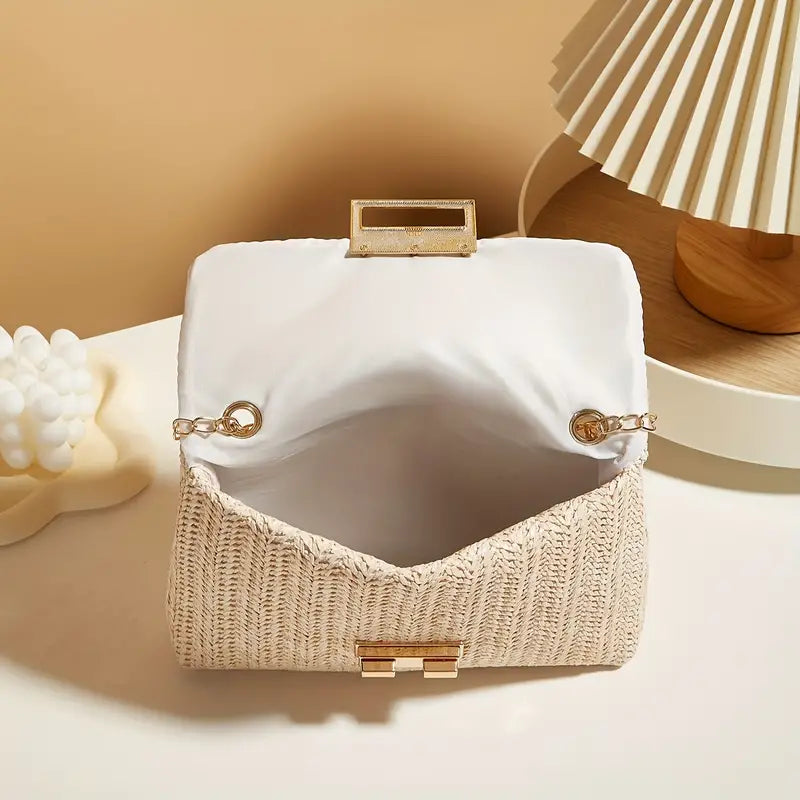 Sage - Woven Beige Shoulder Bag