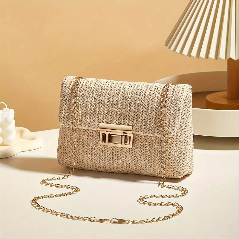 Sage - Woven Beige Shoulder Bag