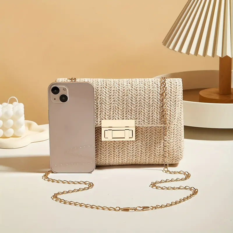 Sage - Woven Beige Shoulder Bag