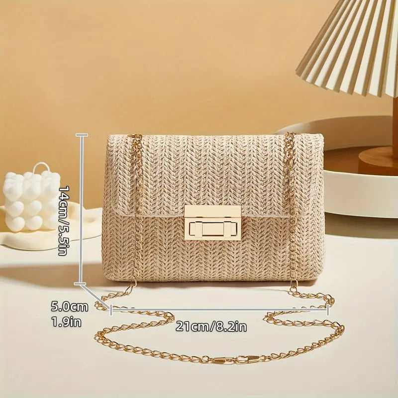 Sage - Woven Beige Shoulder Bag