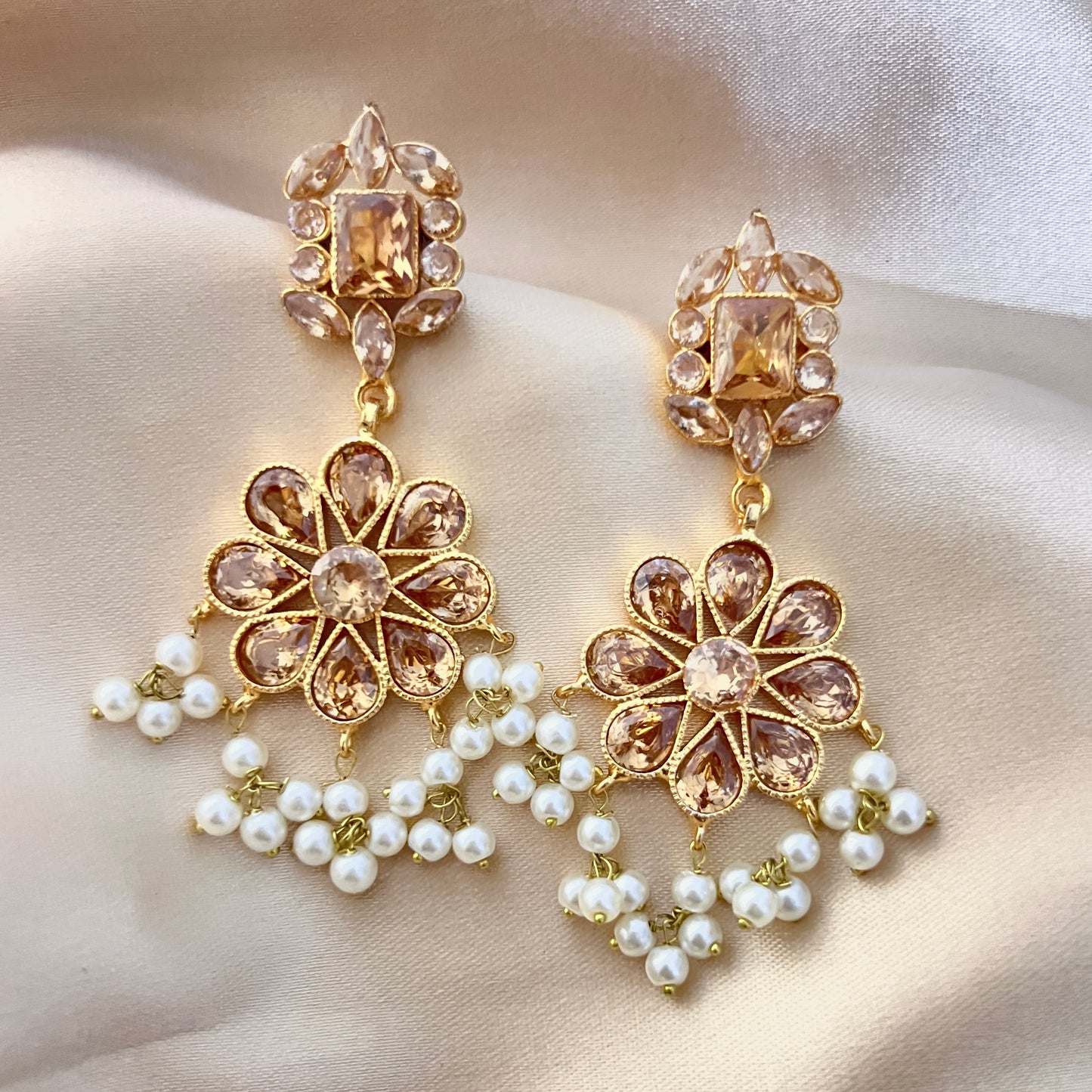 Parizad - Champaign Drop with Pearls Jhumka
