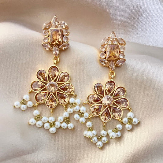 Parizad - Champaign Drop with Pearls Jhumka