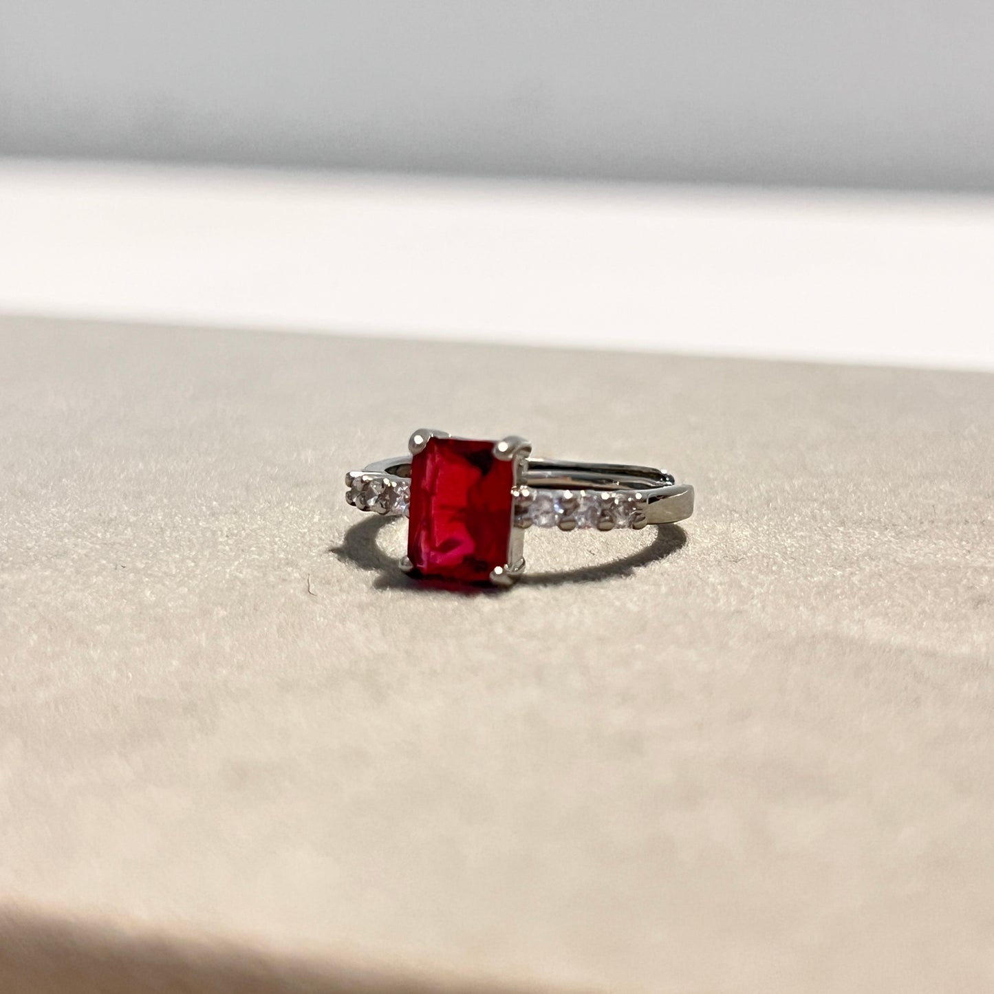 Minimal Ruby Stone Ring