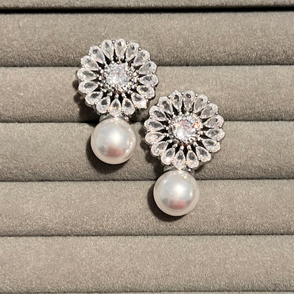 Zircons and Pearl Drop Earrings