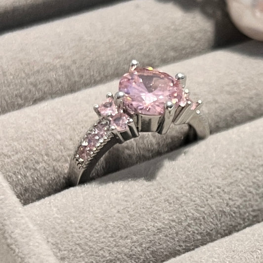 Pink Stone Solitaire Ring