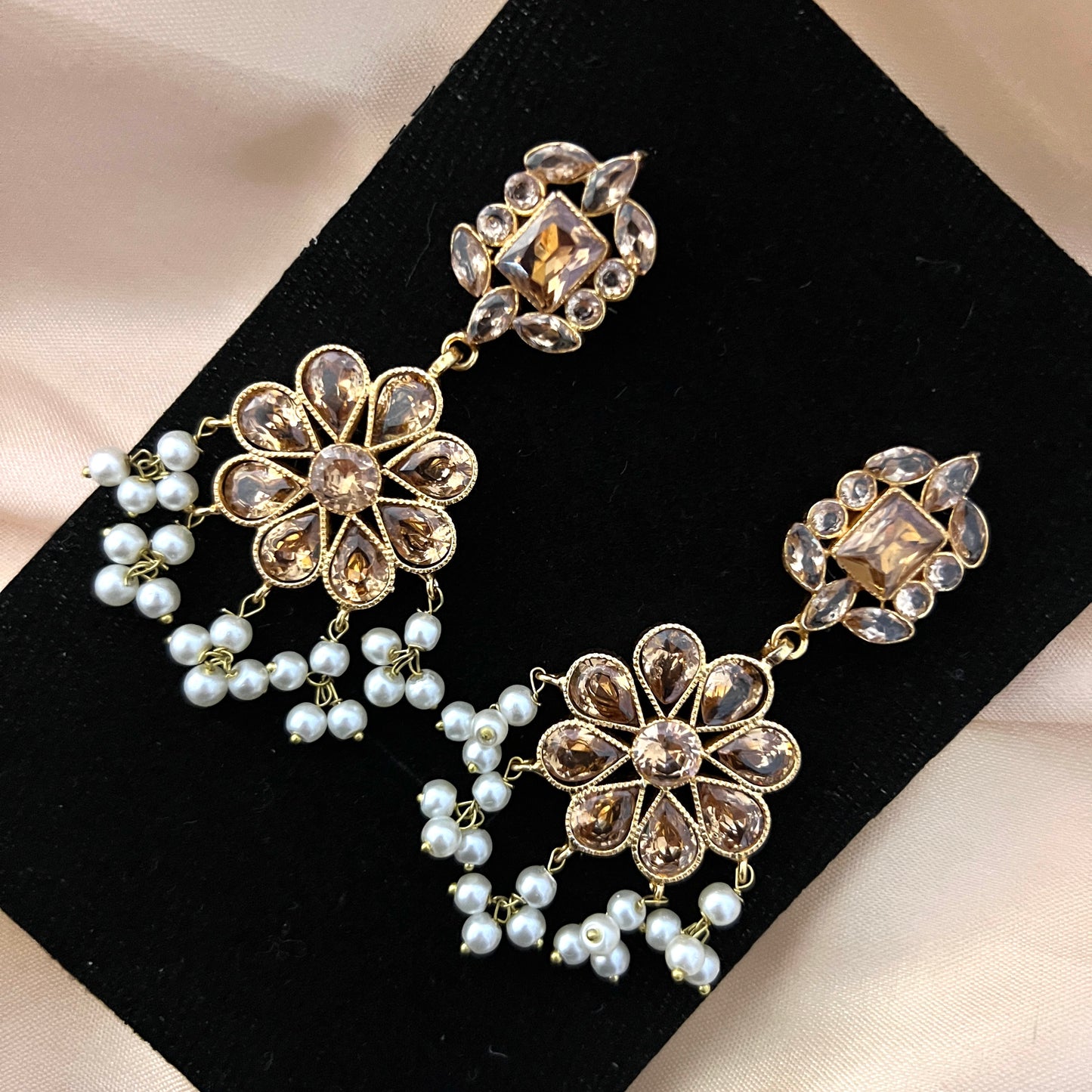Parizad - Champaign Drop with Pearls Jhumka