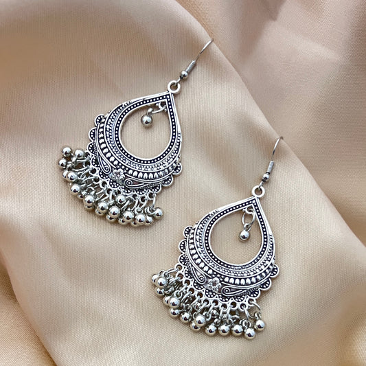Afsana - Antique Silver Oxidized Jhumkas