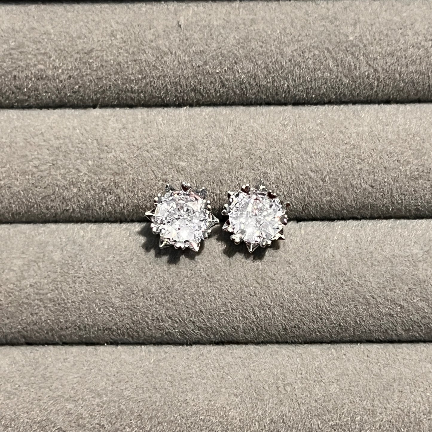 Silver Floral Zircon Stud Earrings