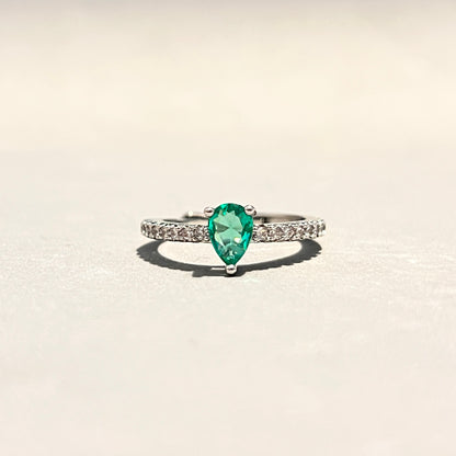 Green Stone Teardrop ring