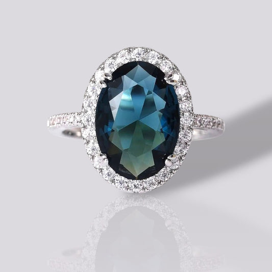 Blue Kyanite Stone oval cut ring