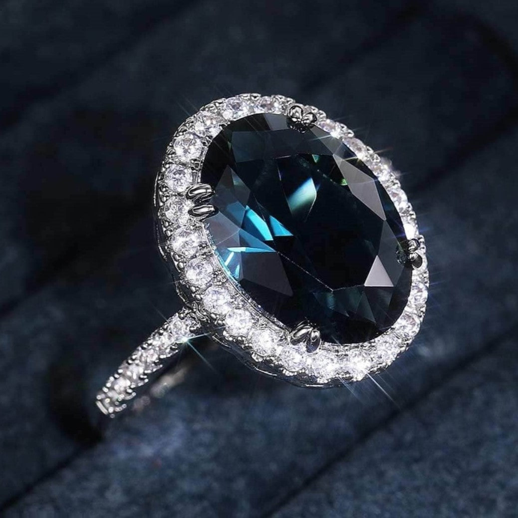 Blue Kyanite Stone oval cut ring