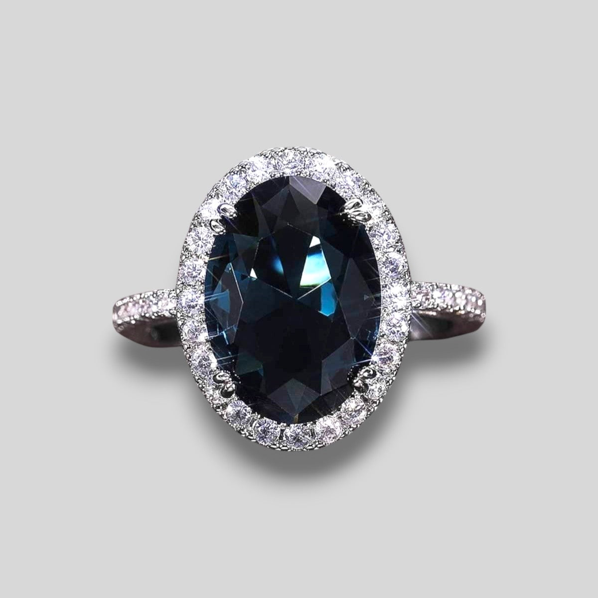 Blue Kyanite Stone oval cut ring