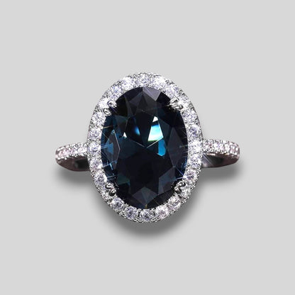 Blue Kyanite Stone oval cut ring