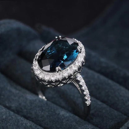Blue Kyanite Stone oval cut ring