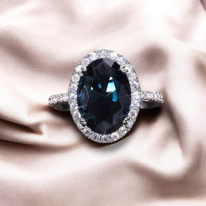 Blue Kyanite Stone oval cut ring