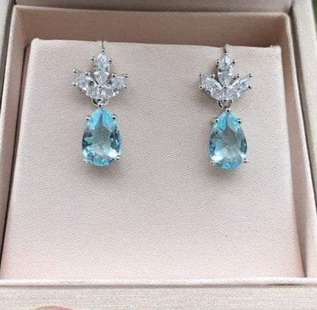 Blue Zircon Stone Earrings