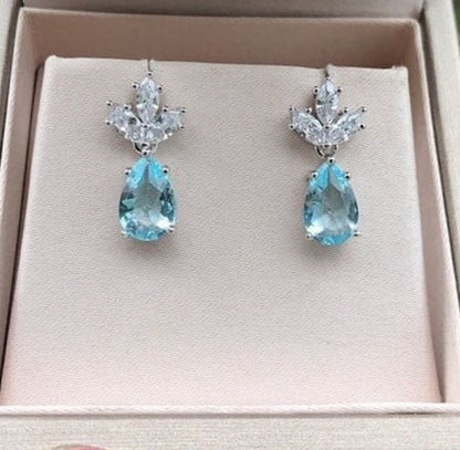 Blue Zircon Stone Earrings