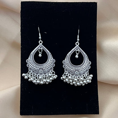 Afsana - Antique Silver Oxidized Jhumkas