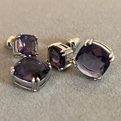 Purple Cushion Drop Earrings