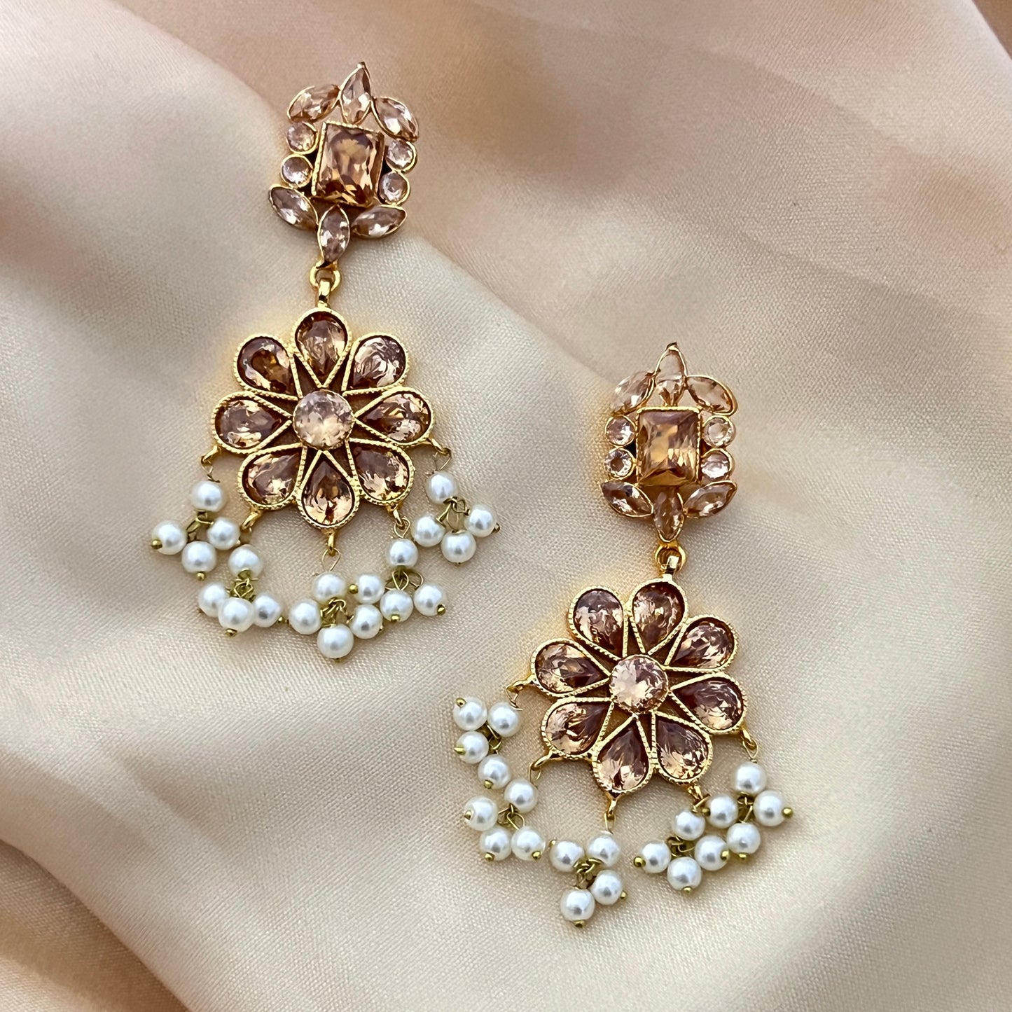 Parizad - Champaign Drop with Pearls Jhumka