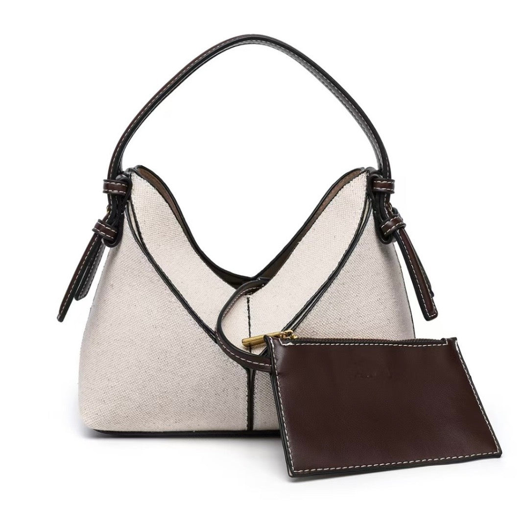 Handbag with a matching Pouch on a white background