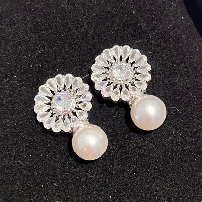 Zircons and Pearl Drop Earrings