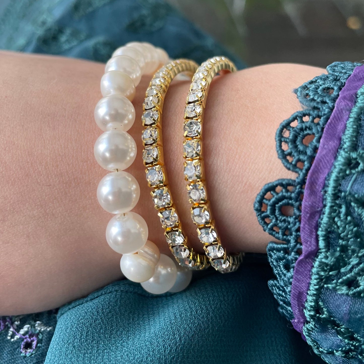 Stretchable Gold Tennis Bracelet