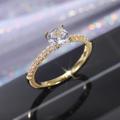 Gold Solitaire Ring - Minimal