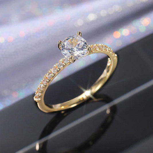 Gold Solitaire Ring - Minimal
