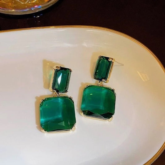 Green Stone Drop Earrings
