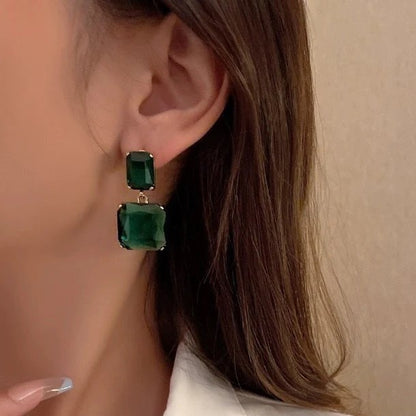 Green Stone Drop Earrings