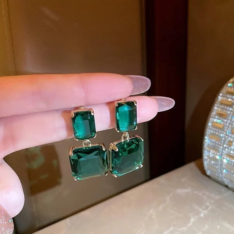 Green Stone Drop Earrings