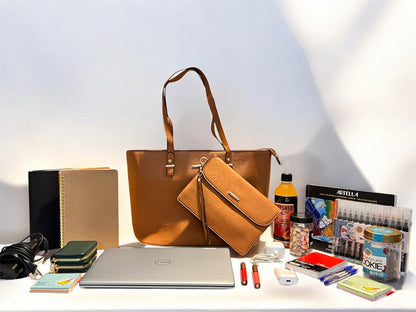 Echo Brown - Tote bag with a complementary makeup pouch