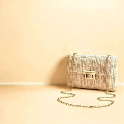 Sage - Woven Beige Shoulder Bag