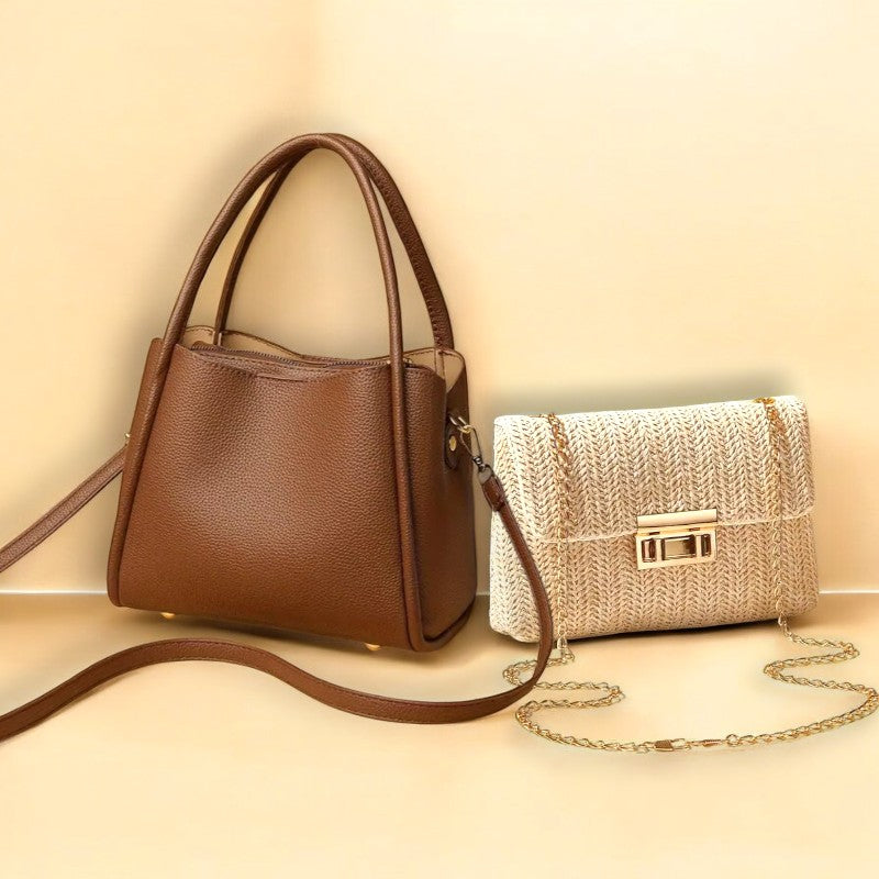 Sage - Woven Beige Shoulder Bag