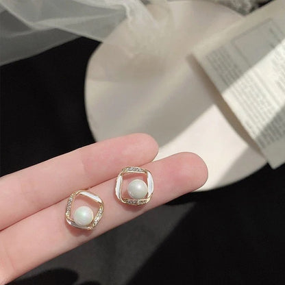 Squared Pearl Studs