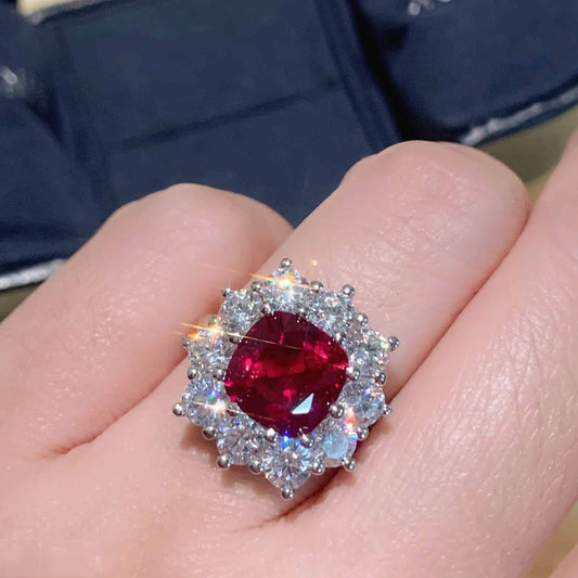 Radiant Ruby Halo Ring